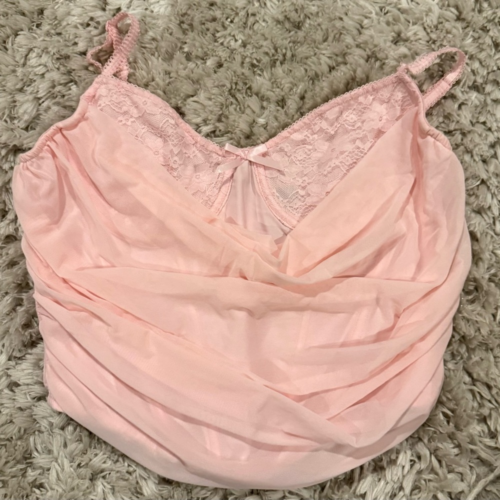 Pink Lace and Chiffon zip top Camisole chic